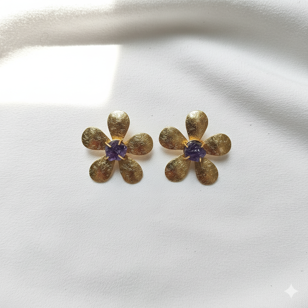 Wildflower Bloom Amethyst Studs
