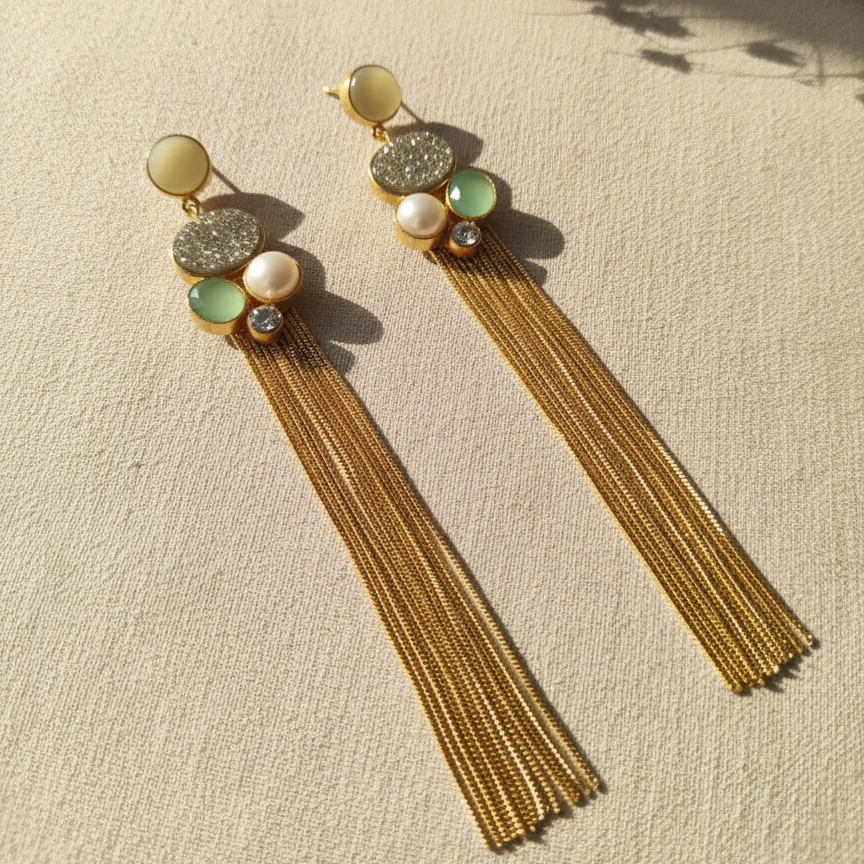 The Champagne Sparkle Cascade Earrings