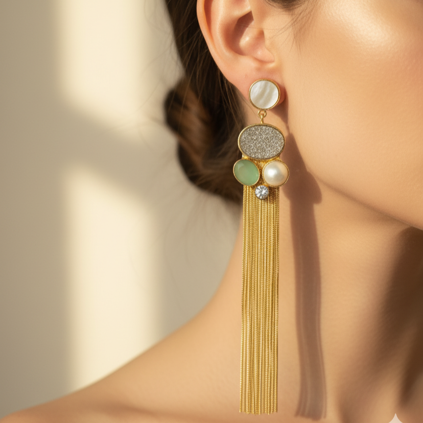 The Champagne Sparkle Cascade Earrings