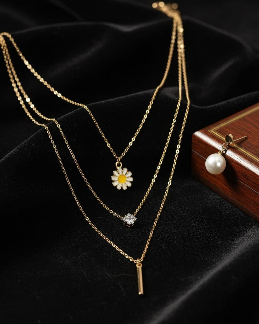 Multi-Layered Necklace with Charms